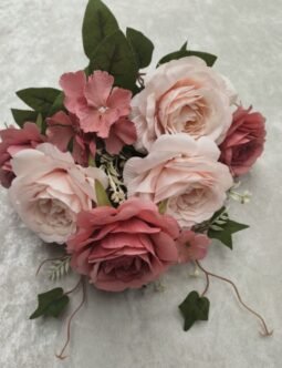 11 forks mixed color rose and camellia bouquet